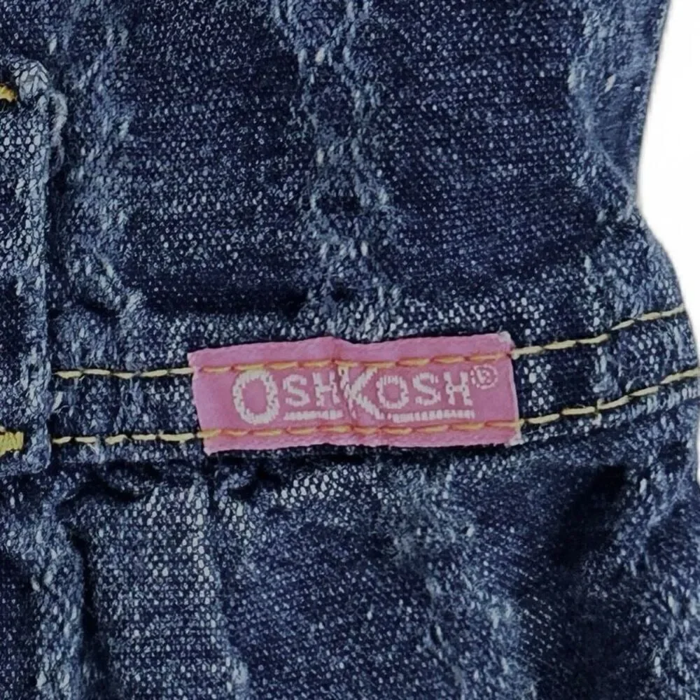 Vintage OshKosh B’gosh Girls Denim Overalls 6 USA Made 90s Stripe Cute Americana